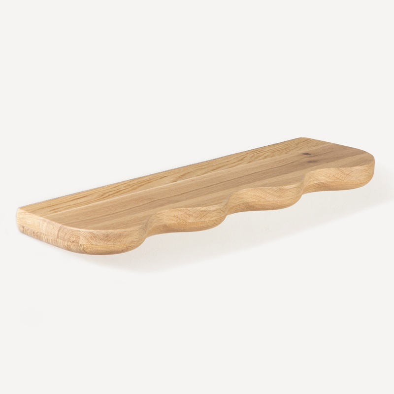 Whimsical Spiral Oak Floating Shelf – Compact