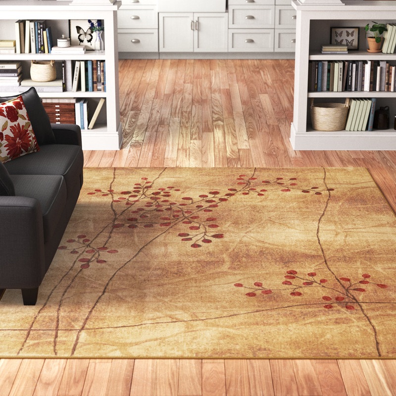 Arnim Floral Taupe/Beige/Red Area Rug Lark Manor Rug Size: Rectangle 9′ x 12′