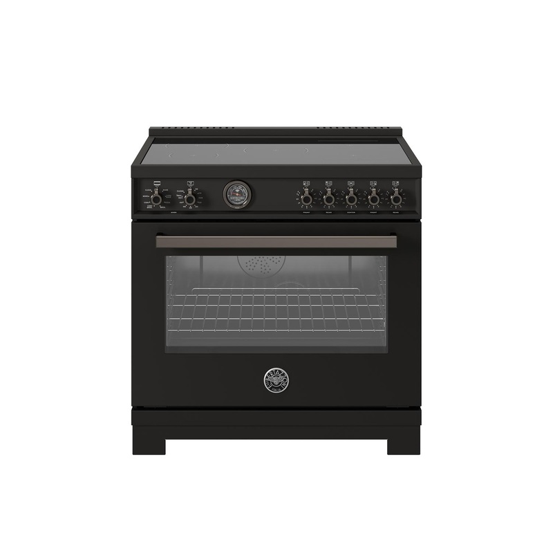 Bertazzoni PRO365ICFEPCAT 36 Inch Induction Range, 5 Heating Zones And Cast Iron Griddle, Electric Self-Clean Oven Carbonio