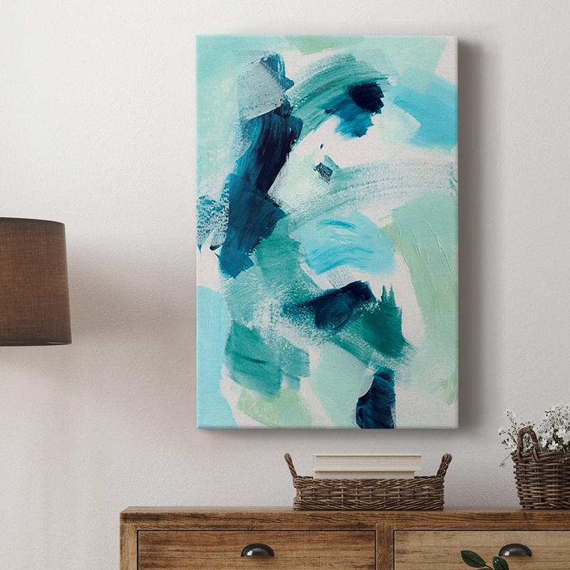 Teal Composition I – Wrapped Canvas Print Wade Logan Size: 27″ H x 18″ W x 1.5″ D