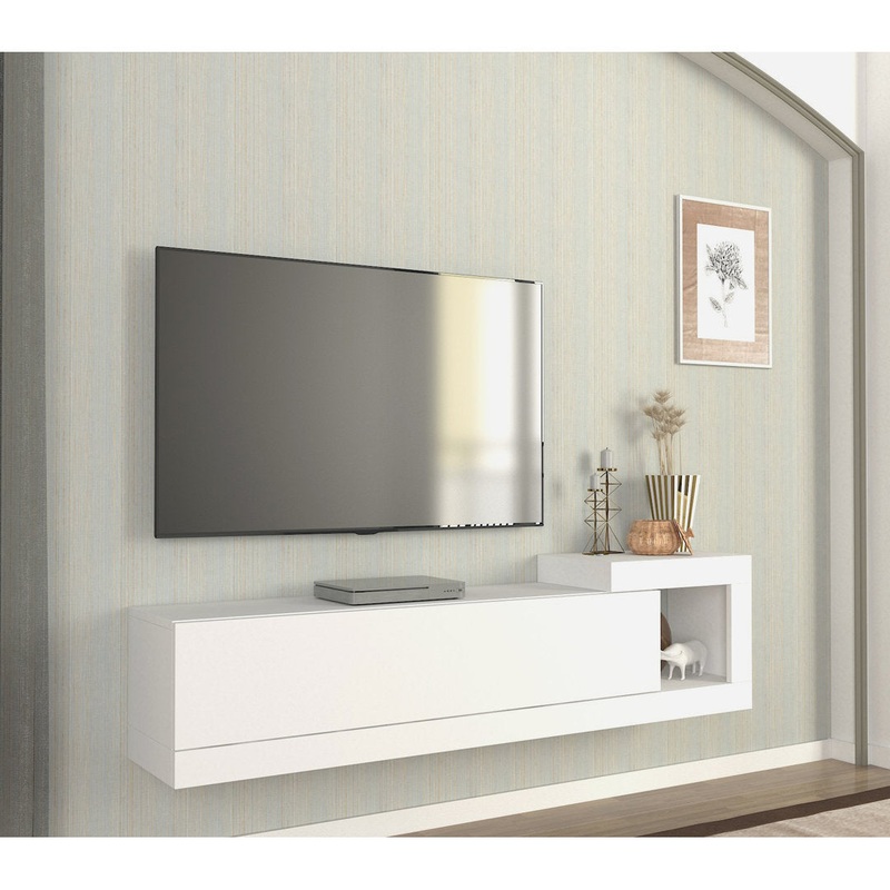 59.06” W Floating Storage Credenza Ebern Designs Color: White