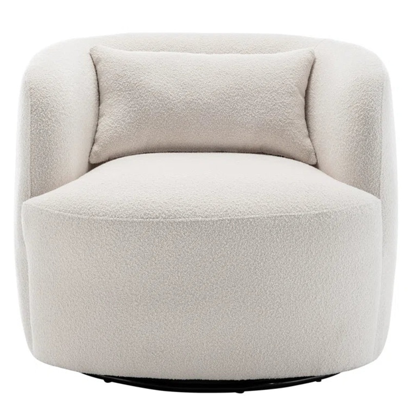 Arijit 34″ Wide Boucle Upholstered Swivel Armchair