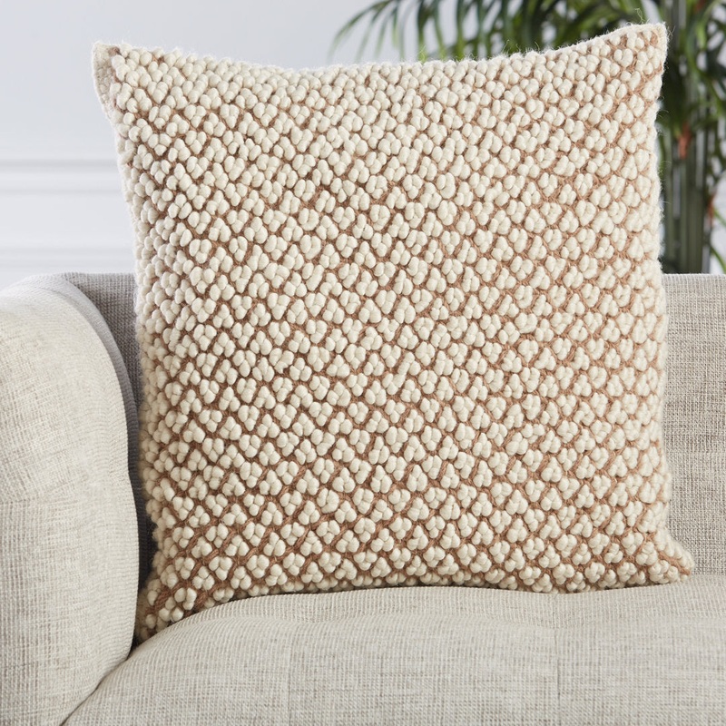 Toulon Wool Blend Throw Square Pillow Joss & Main Color: Tan