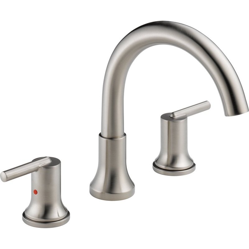 Trinsic Double Handle Deck Mounted Roman Tub Faucet Delta Finish: Brilliance Stainless