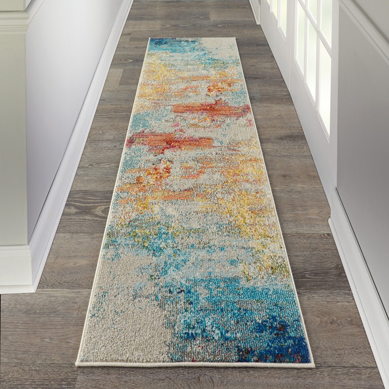 Adrihana Abstract Blue/Yellow Area Rug Williston Forge Rug Size: Runner 2’2″ x 7’6″