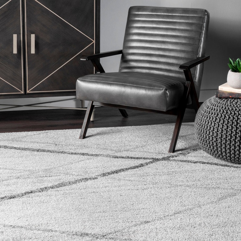 Amii Abstract Stripe Contemporary Ivory/Gray/Charcoal Area Rug Wrought Studio Rug Size: Rectangle 12′ x 18′