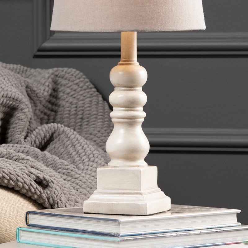 Whittier 19″ Resin Table Lamp Ophelia & Co. Shade Color: Oatmed, Base Color: White