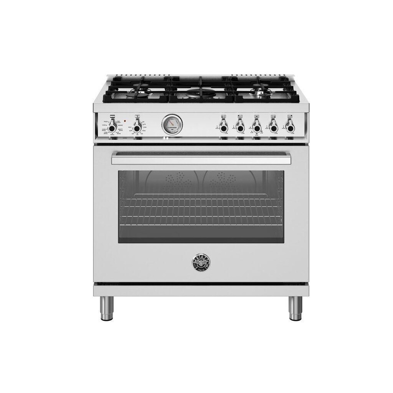 Bertazzoni PRO365DFMXV 36 Inch Dual Fuel Range, 6 Burners, Electric Oven Stainless Steel