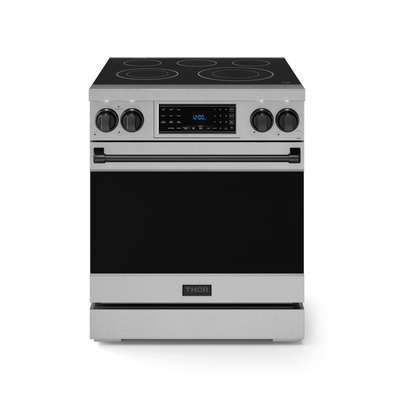 Thor Kitchen RSE30BLK 30 Inch Professional Electric Range With Tilt Panel Touch Control In Stainless Steel/Black Gordon Ramsay Series – Rse30-Blk