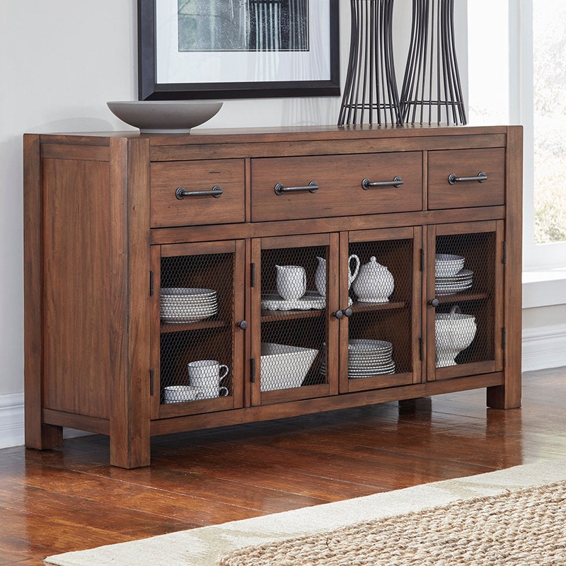 Trevion 3-drawer 60-inch Solid Wood Sideboard Mistana Color: Dark Brown