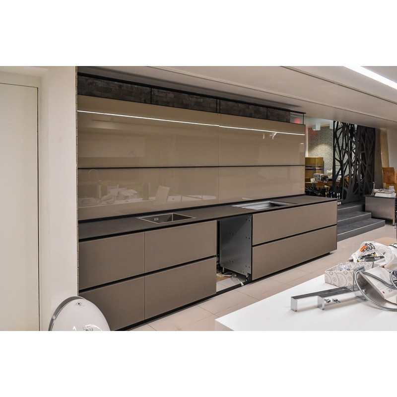 Valcucine Modern Minimalist Brown Toned Kitchen with Glass Countertops