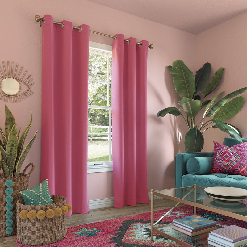 Wayfair Basics Blackout Grommet Curtain Panel Wayfair Basics Curtain Color: Pink Size per Panel: 40″ W x 84″ L
