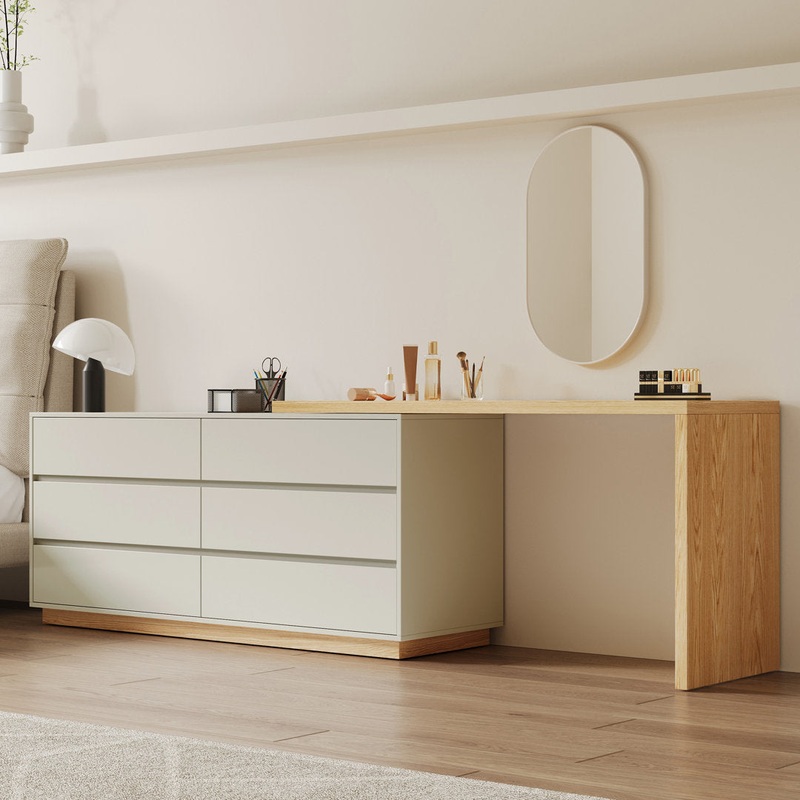Berek Vanity Extendable Vanity Table with 6 Drawers Modern Home Office Desk Latitude Run