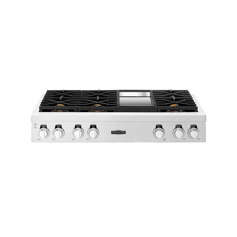 Signature Kitchen Suite SKSRT480GS 48-Inch Gas Pro Rangetop With Six Burners And Griddle