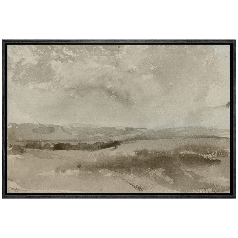 SIGNLEADER Framed Canvas Print Wall Art Pastel Brown Mountain Valley Landscape Nature Wilderness Illustrations Modern Art Decorative Minimal Rustic For Living Room, Bedroom, Office SIGNLEADER Size: 24″ H x 36″ W x 1.5″ D Format: Black