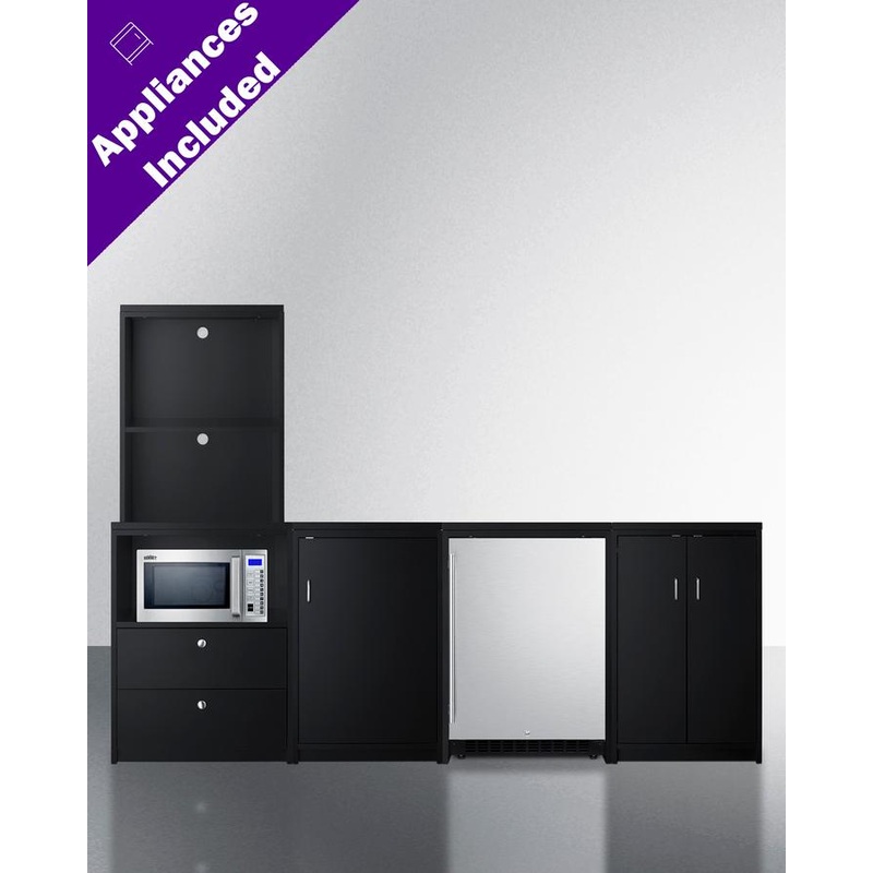 Summit CWSUITE95R 95″ Wide Casework Suite With Refrigerator and Microwave, ADA Height