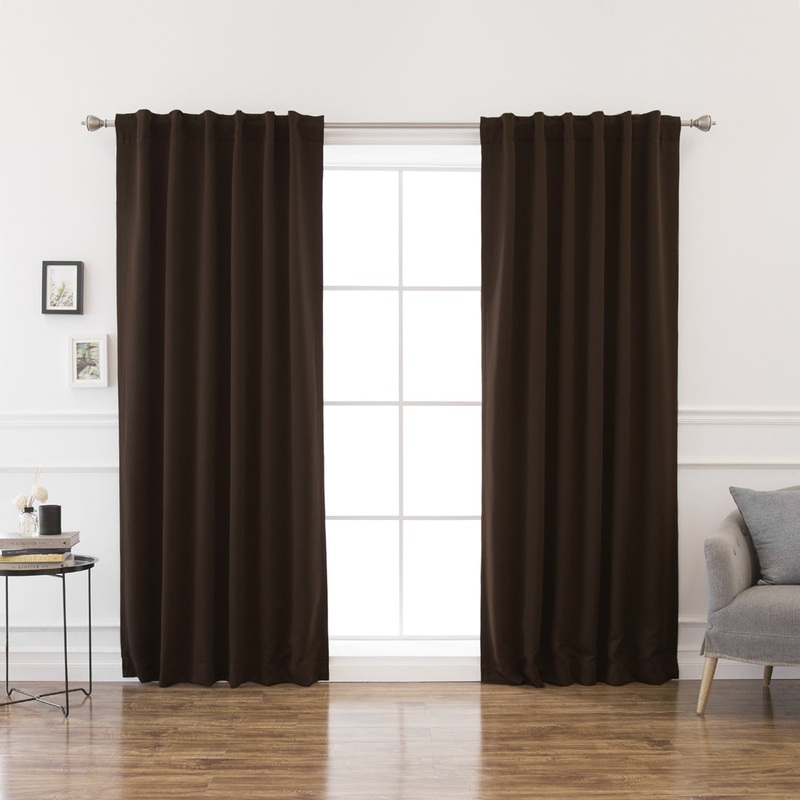 Bantam Solid Blackout Thermal Rod Pocket Curtain Panels (Set of 2) Ebern Designs Curtain Color: Dark Chocolate Size per Panel: 52″ W x 84″ L