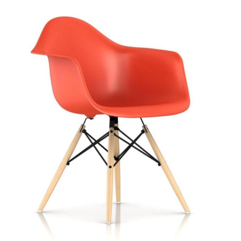 Eames Molded Plastic Arm Chair with  Wood Dowel Base