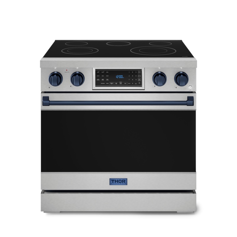 Thor Kitchen RSE36BLU 36 Inch Professional Electric Range With Tilt Panel Touch Control In Stainless Steel/Navy Blue Gordon Ramsay Series – Rse36-Blu