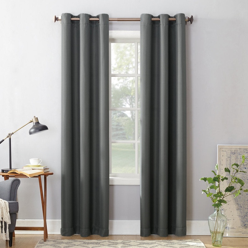 Wayfair BasicsBrumbaugh Semi-Sheer Grommet Curtain Panel Wayfair Basics Curtain Color: Charcoal Size per Panel: 48″ W x 84″ L