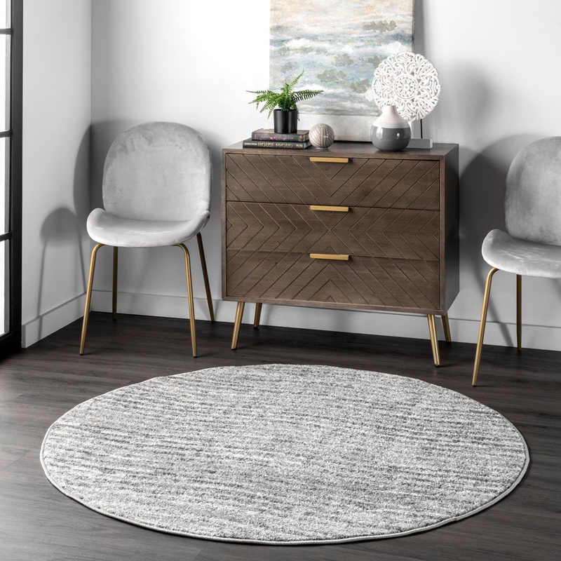 Artimas Abstract Transitional Performance Gray Rug Ebern Designs Rug Size: Round 4′