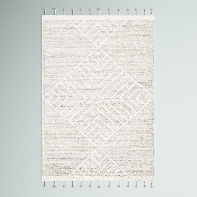 Adelia Geometric Hand Tufted Wool Beige Area Rug Steelside Rug Size: Rectangle 10′ x 14′