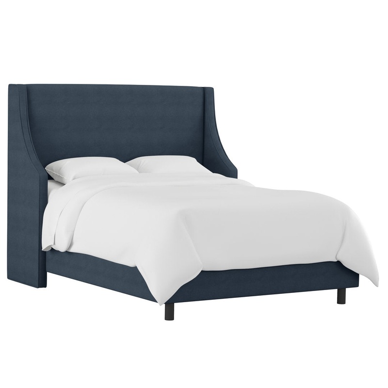 Bernadine Upholstered Low Profile Standard Bed Mercury Row Color: Classic Navy Linen Size: Full/Double