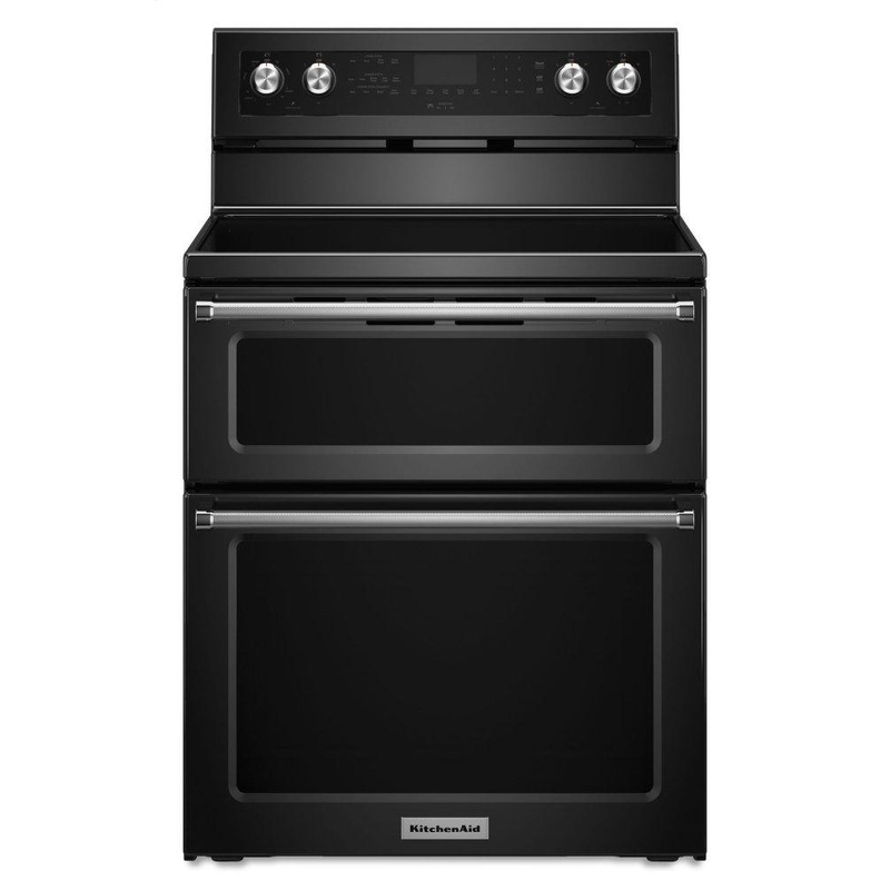 Kitchenaid KFED500EBL 30-Inch 5 Burner Electric Double Oven Convection Range – Black