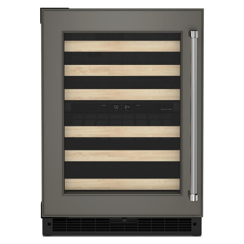 Kitchenaid KUWL214KPA 24″ Panel-Ready Undercounter Wine Cellar with Wood-Front Racks