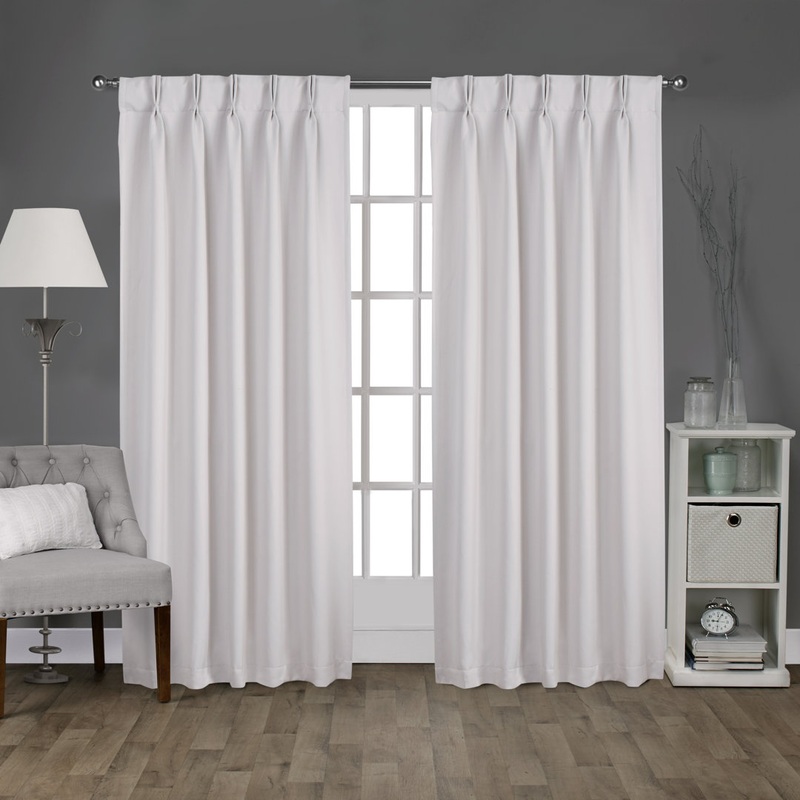 Sateen Solid Room Darkening Thermal Pinch Pleat Curtain Panels (Set of 2) Ivy Bronx Curtain Color: Vanilla Size per Panel: 26″ W x 84″ L