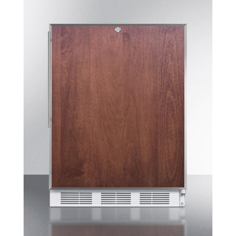 Summit FF6LBIFRADA Ada Compliant All-Refrigerator For Built-In General Purpose Use, Auto Defrost W/Lock, Ss Door Frame For Slide-In Panels, And White Cabinet