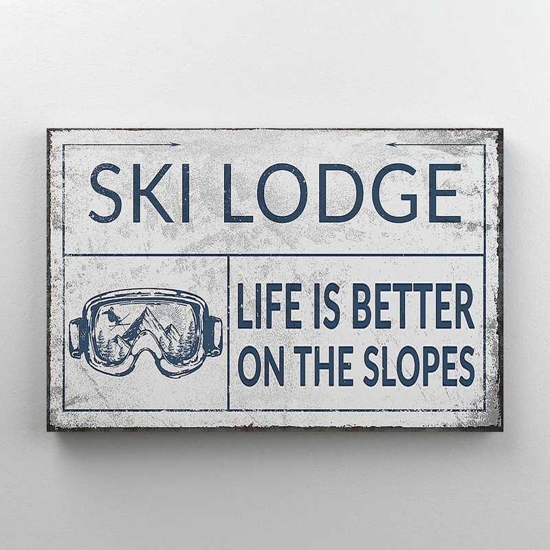 Skiing Glasses – Ski Lodge – 1 Piece Rectangle Graphic Art Print On Wrapped Canvas Trinx Size: 24″ H x 36″ W x 2″ D