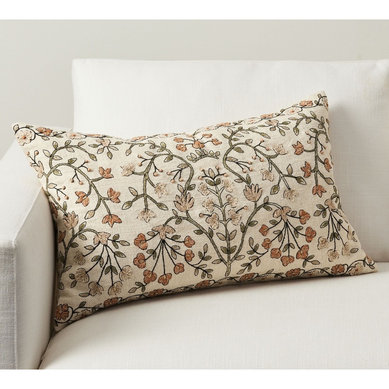 Zea Embroidered Lumbar Pillow-16″x26″