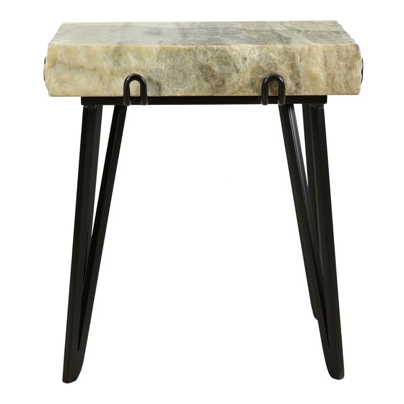 Nature’s Embrace Side Table – Raw Marble & Iron