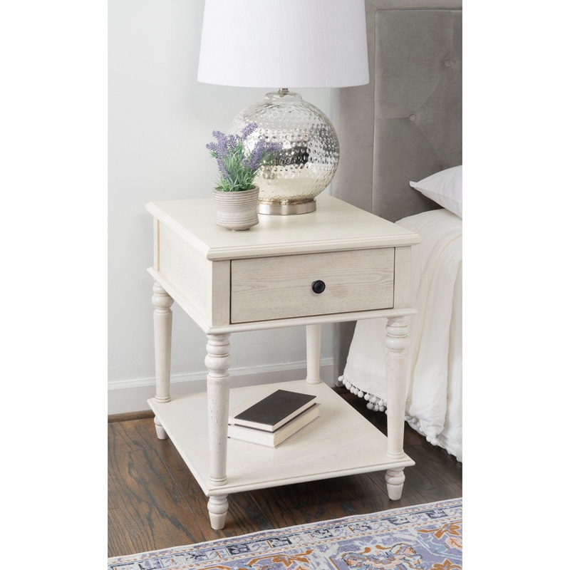 Birkley End Table with Storage Drawer Sand & Stable Color: Cream