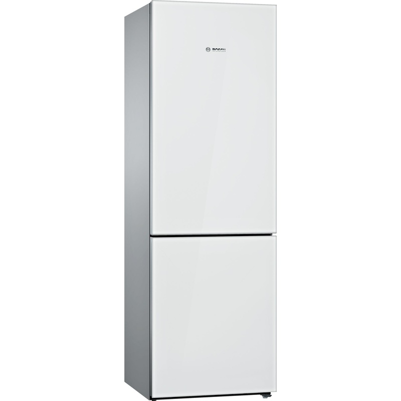 Bosch B10CB81NVW 800 Series Free-standing fridge-freezer with freezer at bottom, glass door 23.5″ White