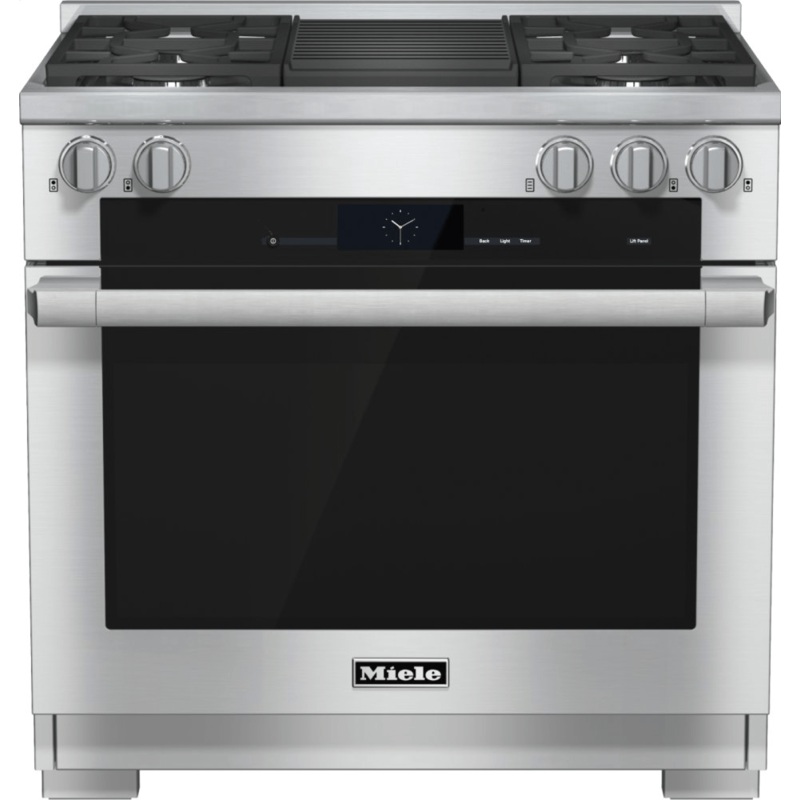 Miele HR19352GCLEANTOUCHSTEEL Hr 1935-2 G – 36 Inch Range Dual Fuel With M Touch Controls, Moisture Plus And M Pro Dual Stacked Burners