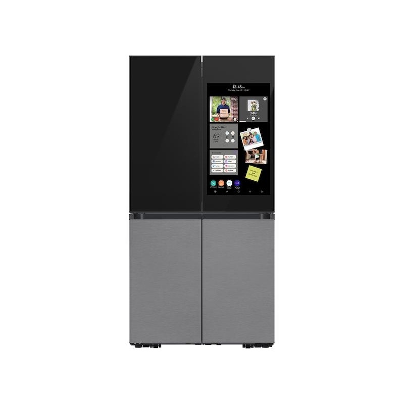 Samsung Bespoke Counter Depth 4-Door Flex Refrigerator (23 cu. ft.) with Family Hub   in Charcoal Glass Top and Stainless Steel Bottom Panels