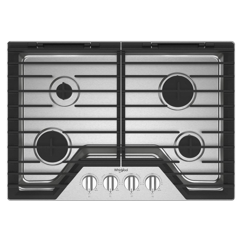 Whirlpool WCGK5030PS 30-Inch Gas Cooktop With Ez-2-Lift Hinged Cast-Iron Grates