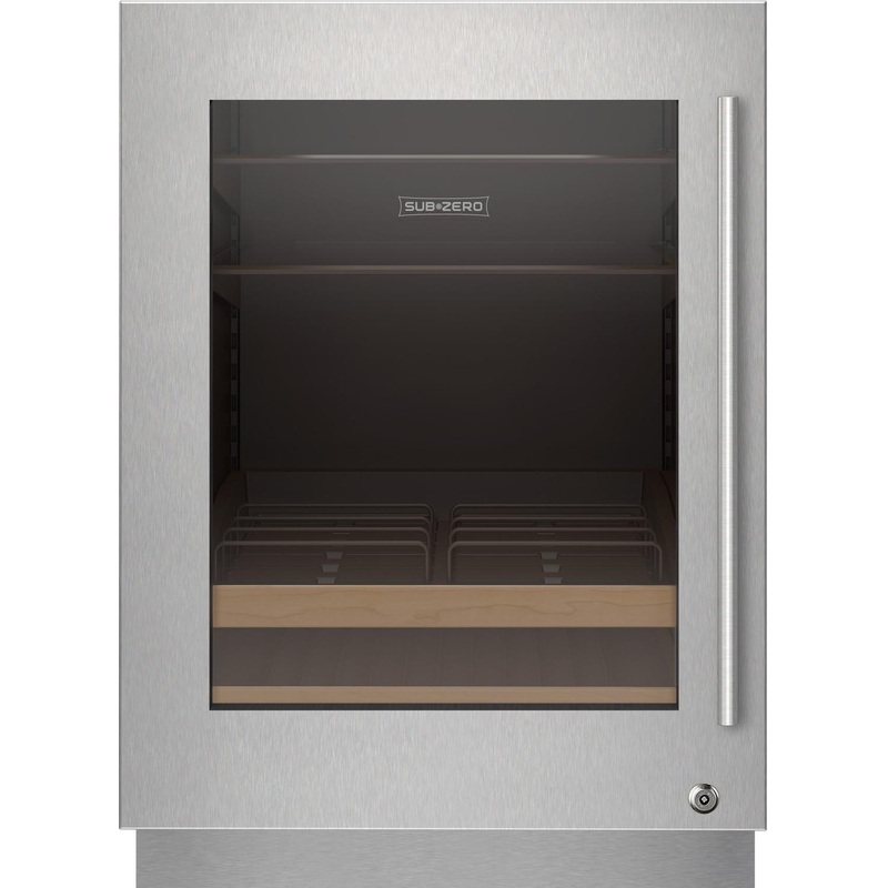 Sub-Zero 9029026 Stainless Steel Glass Door Panel With Lock – Tubular Handle, Left Hinge