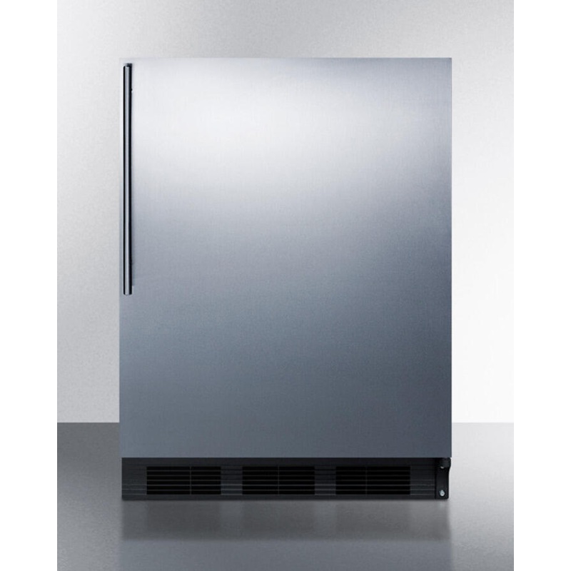 Summit FF63BSSHV Freestanding Residential Counter Height All-Refrigerator, Auto Defrost W/Stainless Steel Door, Thin Handle And Black Cabinet