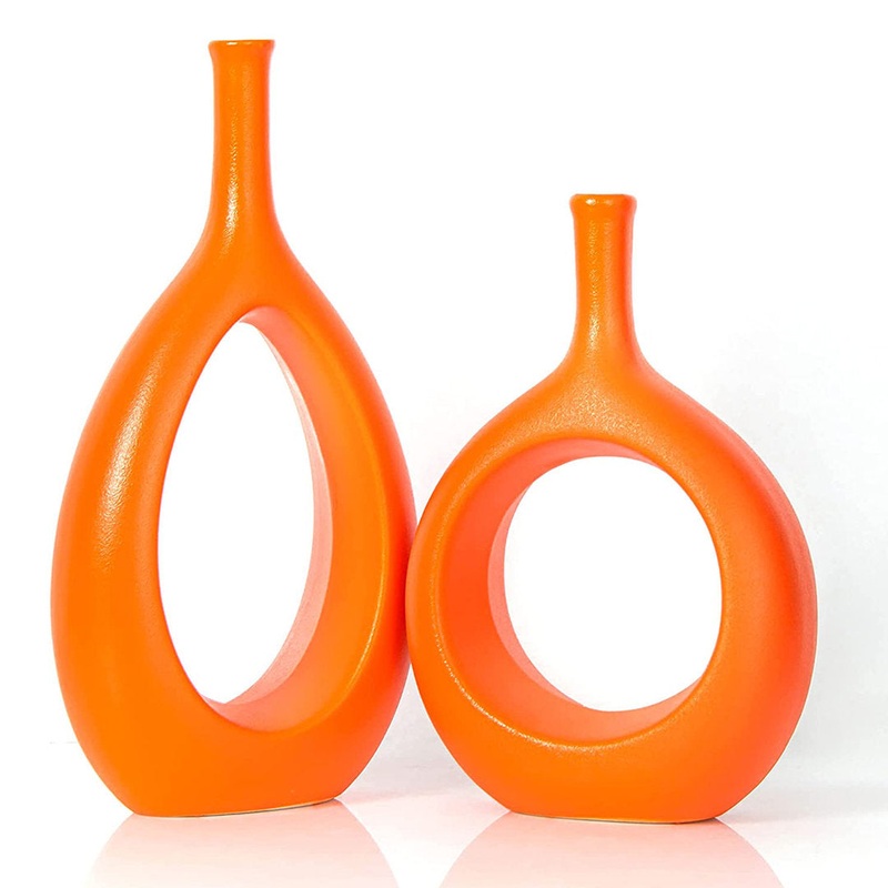 2 Piece Dinges Ceramic Table Vase Set Orren Ellis Color: Orange