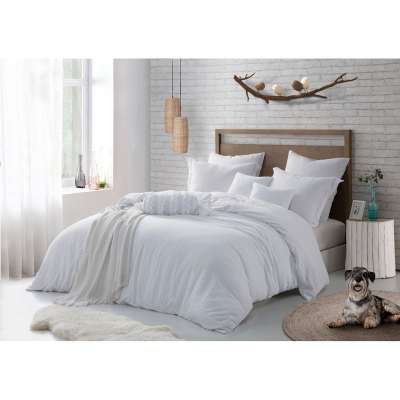 Super Soft Crinkle Washed Microfiber Duvet Cover Set Swift Home Color: White Size: Full/Queen Duvet Cover + 2 Pillowcases