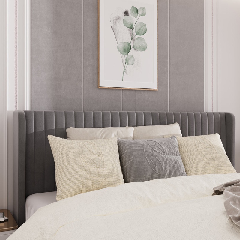 Candler Upholstered Platform Bed with Wingback Willa Arlo Interiors Color: Gray Size: King