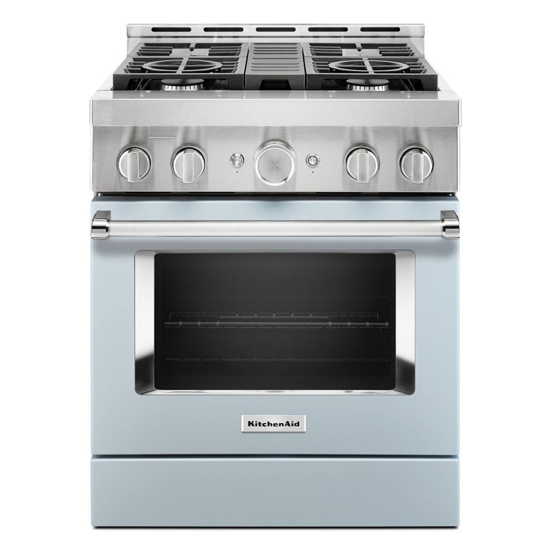 Kitchenaid KFGC500JMB Kitchenaid 30” Smart Commercial-Style Gas Range With 4 Burners – Misty Blue