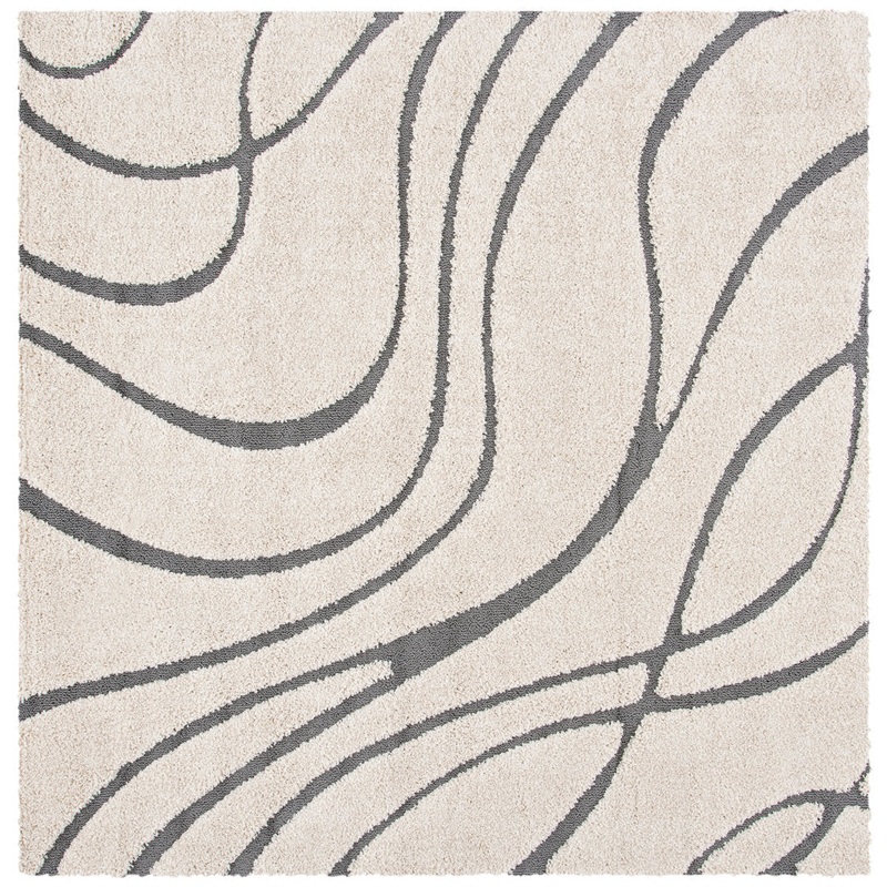 Ashal Abstract Cream/Gray Area Rug Wade Logan Rug Size: Square 10′