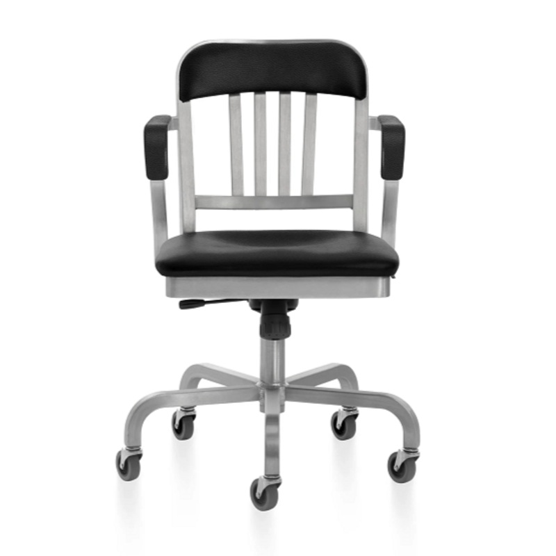 Emeco Navy Semi-Upholstered Swivel Armchair