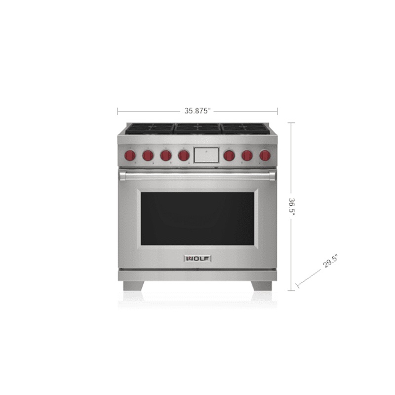 Wolf DF36650SP 36″ Dual Fuel Range – 6 Burners