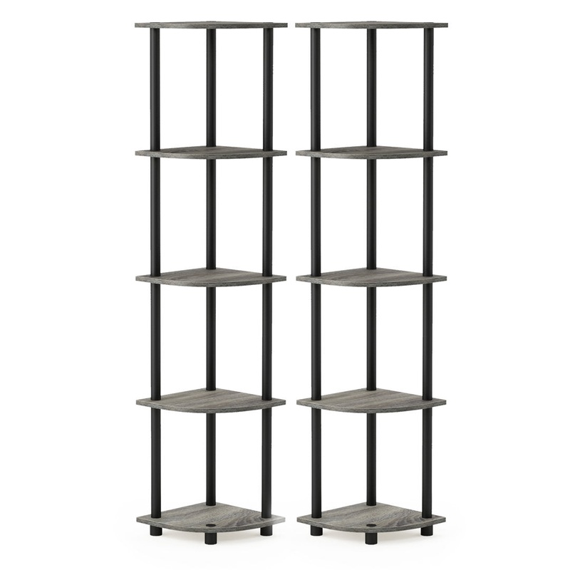 57.7″ H x 11.6″ W Plastic Corner Bookcase (Set of 2) Symple Stuff Color: French Oak Gray/Black