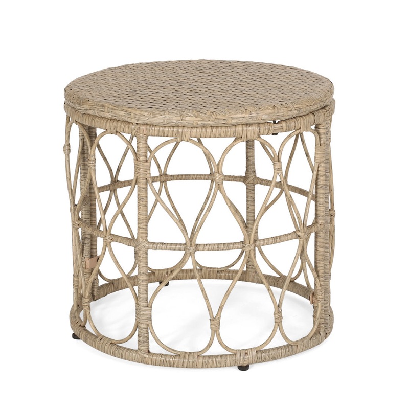 Abagaile Outdoor Wicker Side Table Bay Isle Home Color: Light Brown